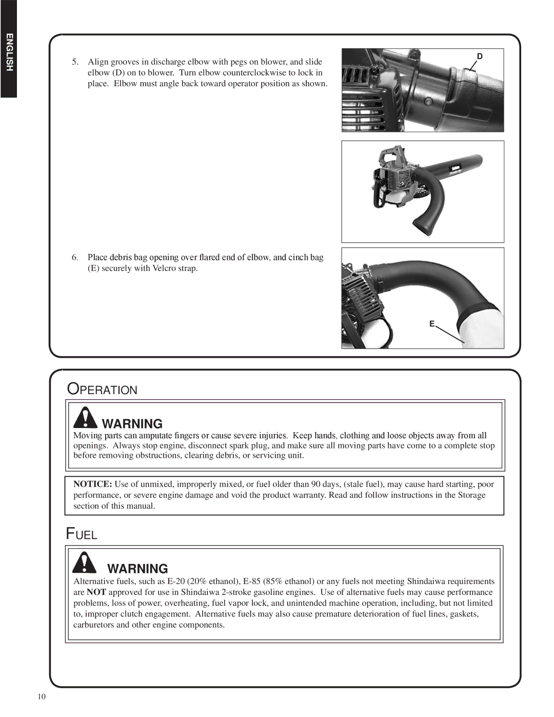 Shindaiwa SV212, 82052 manual Operation, Fuel 