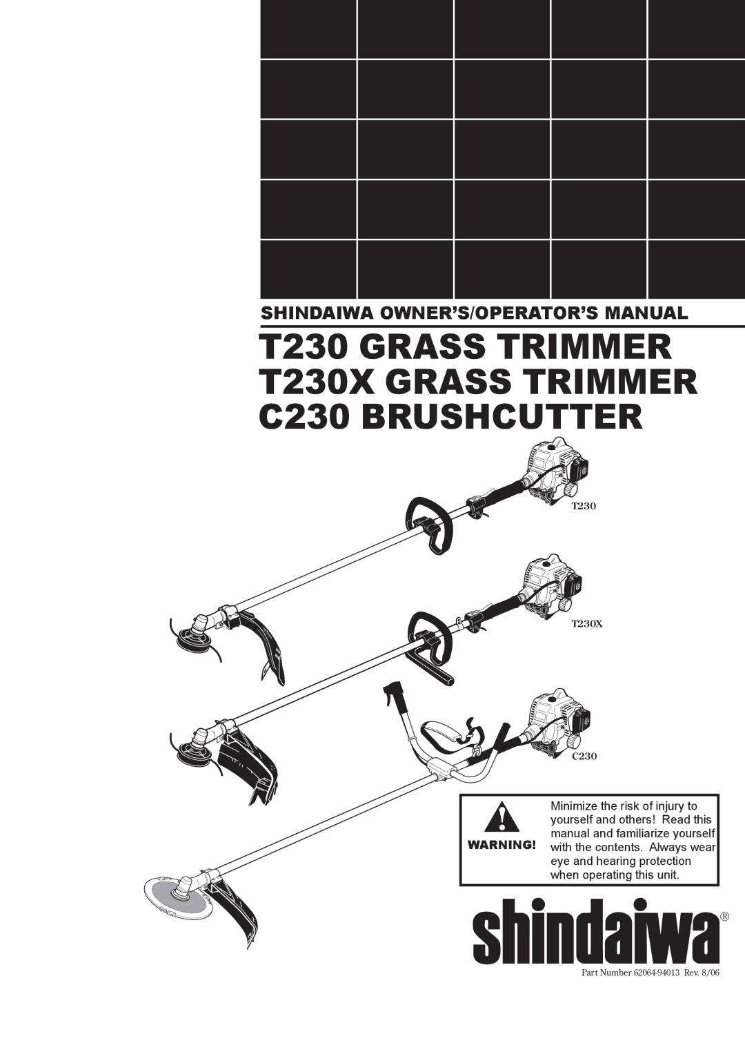 Shindaiwa manual T230 Grass Trimmer T230X Grass Trimmer C230 Brushcutter 