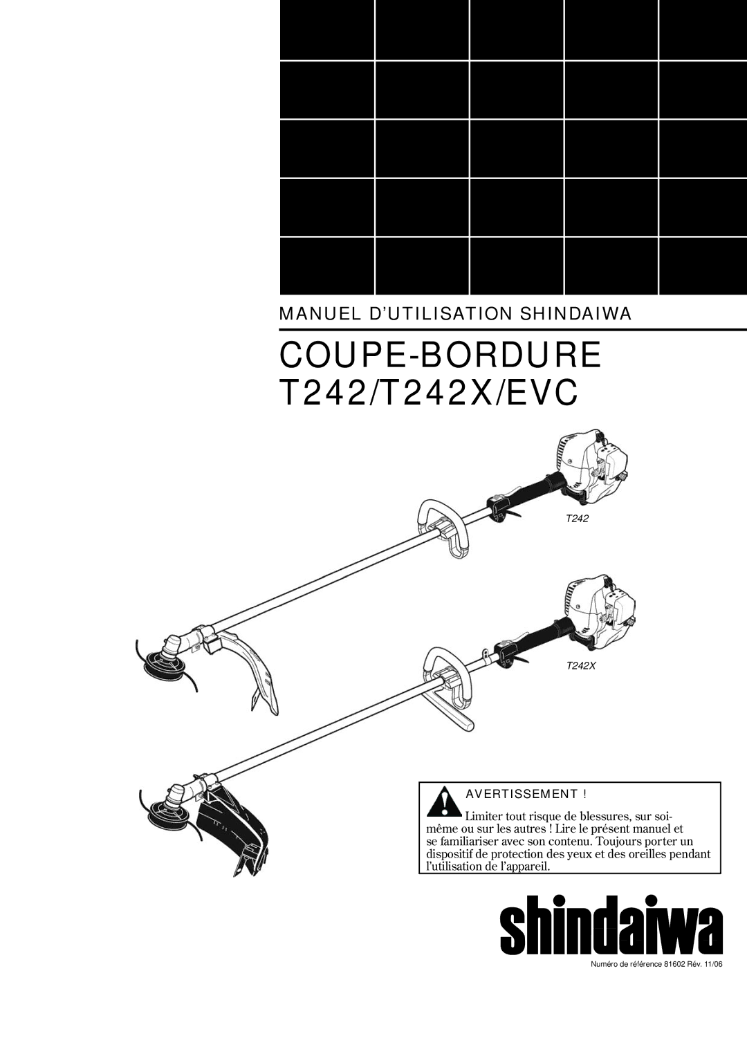 Shindaiwa T242/EVC manual COUPE-BORDURE T242/T242X/EVC 