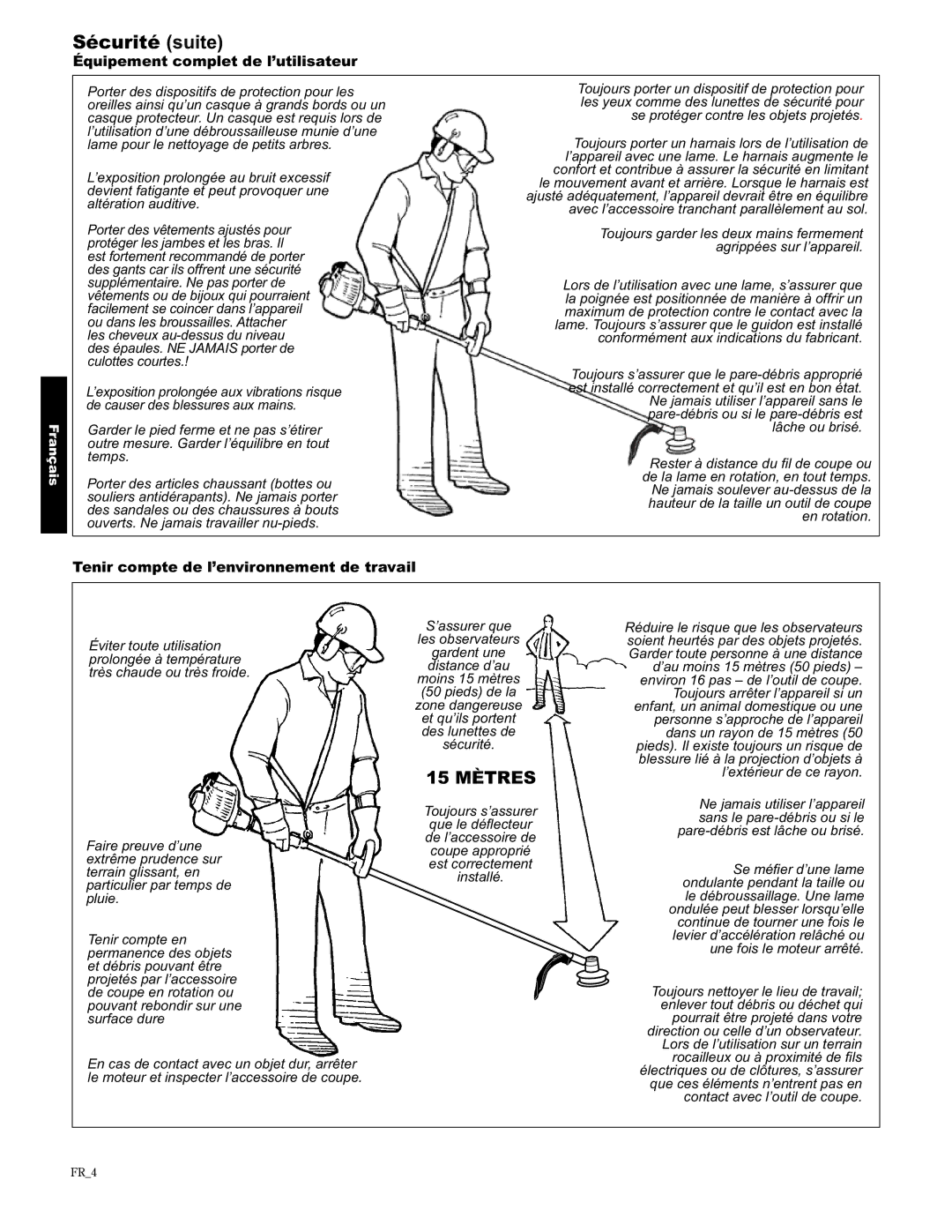 Shindaiwa T2510/EVC, 89300, T2510X/EVC manual Sécurité suite, Équipement complet de l’utilisateur 