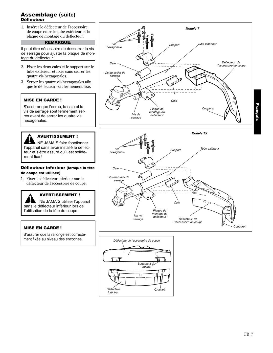 Shindaiwa T2510/EVC, 89300, T2510X/EVC manual Assemblage suite, Páhfwhxu, PÁHFWHXULQIpULHXUlorsque la tête, FR7 