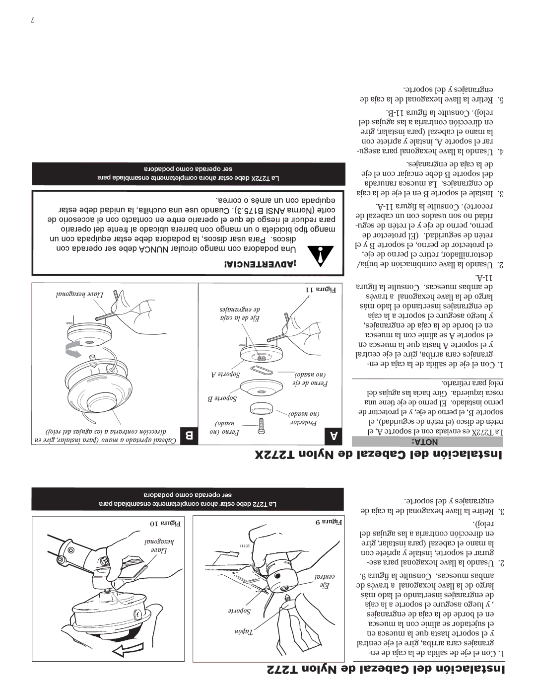 Shindaiwa manual T272X Nylon de Cabezal del Instalación, T272 Nylon de Cabezal del Instalación 