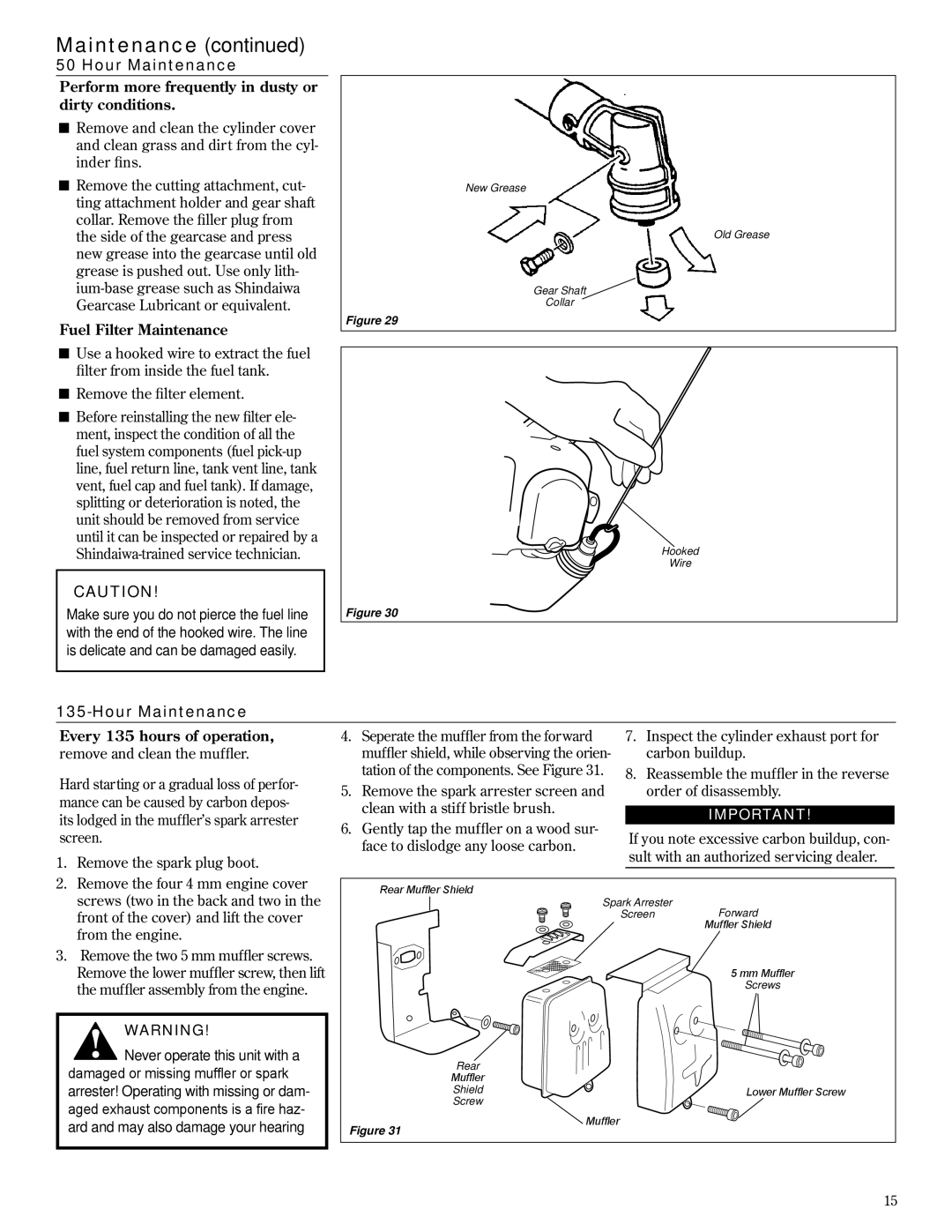 Shindaiwa T272X/EVC, T272/EVC, 81606 manual Fuel Filter Maintenance 