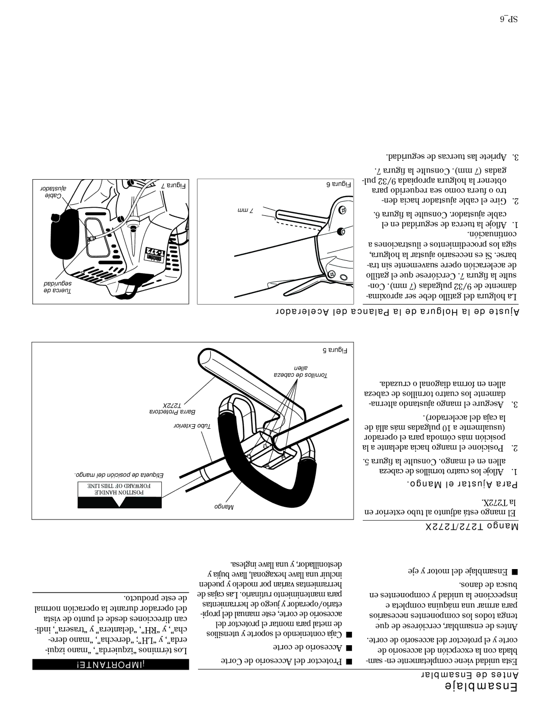 Shindaiwa 81606 Ensamblaje, Acelerador del Palanca la de Holgura la de Ajuste, Mango el Ajustar Para, T272/T272X Mango 