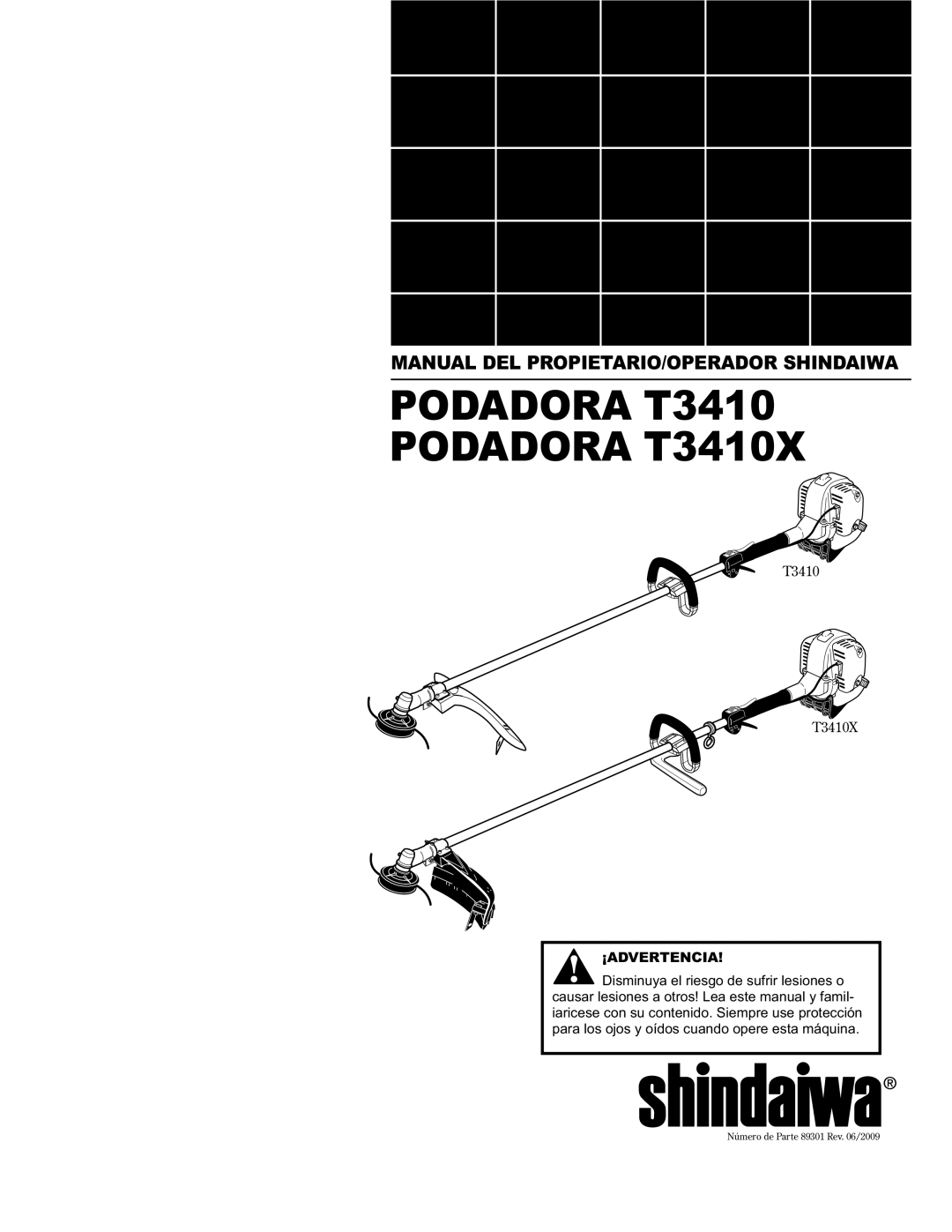 Shindaiwa T3410X/EVC, T3410/EVC, 89301 manual Podadora T3410 Podadora T3410X 