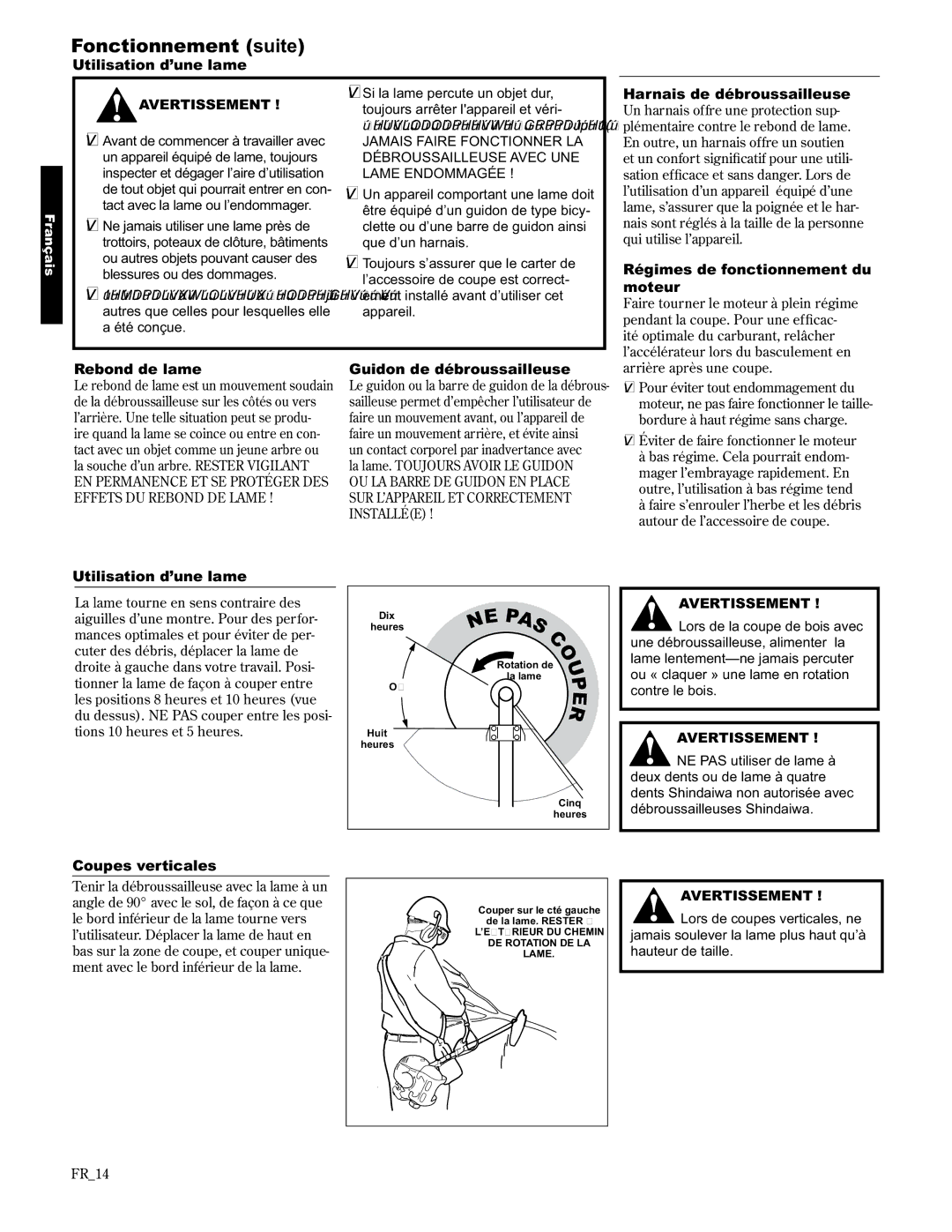 Shindaiwa 89301, T3410/EVC, T3410X/EVC manual Fonctionnement suite 