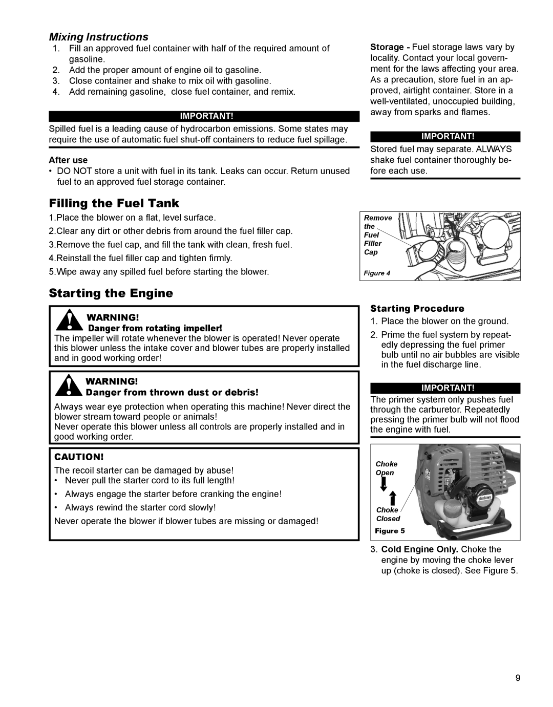 Shindaiwa EB344EF13, X7501930200 manual Filling the Fuel Tank, Starting the Engine, After use, Starting Procedure 