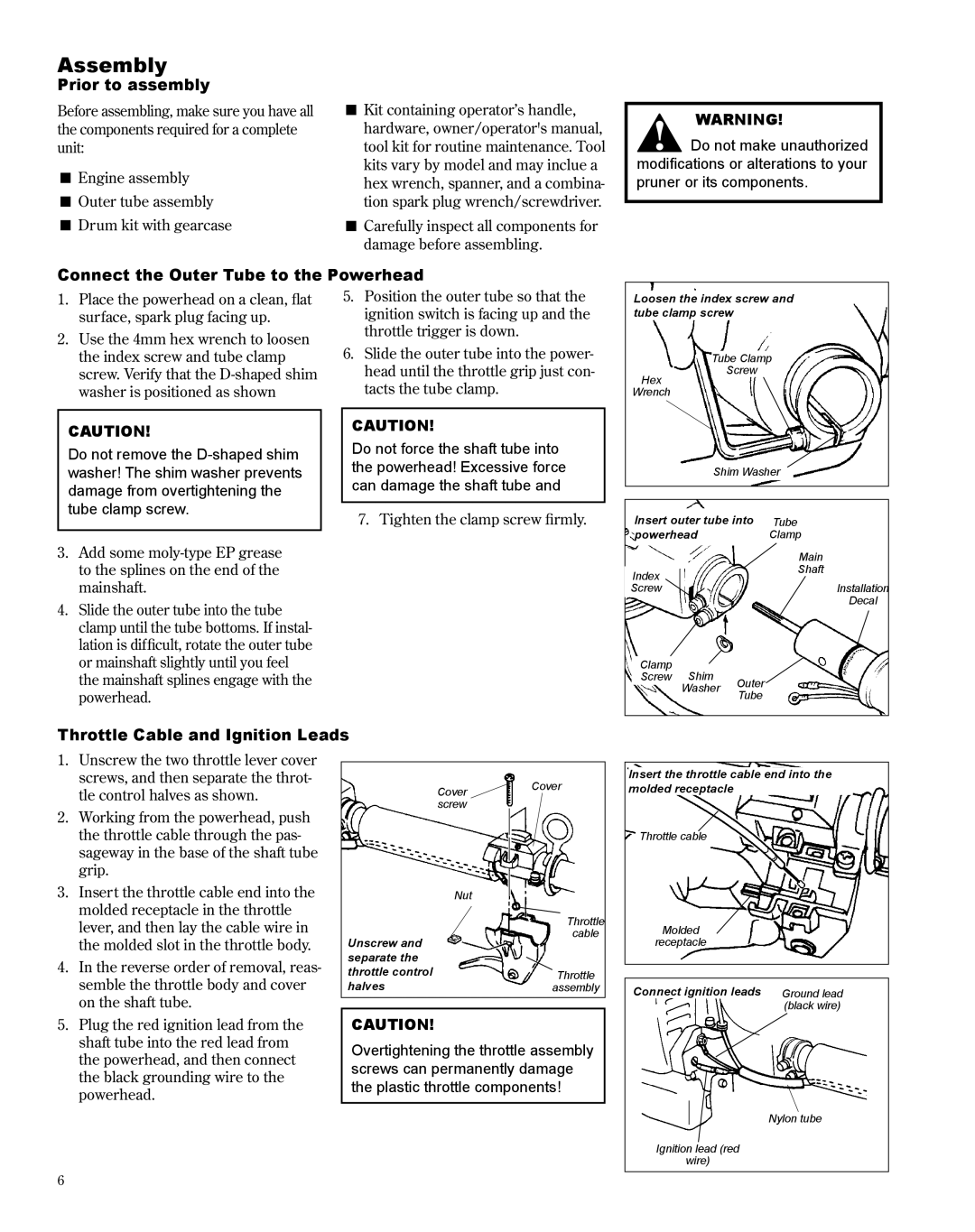 Shindaiwa X7502235300, PB270 manual Assembly, Prior to assembly, Connect the Outer Tube to the Powerhead 