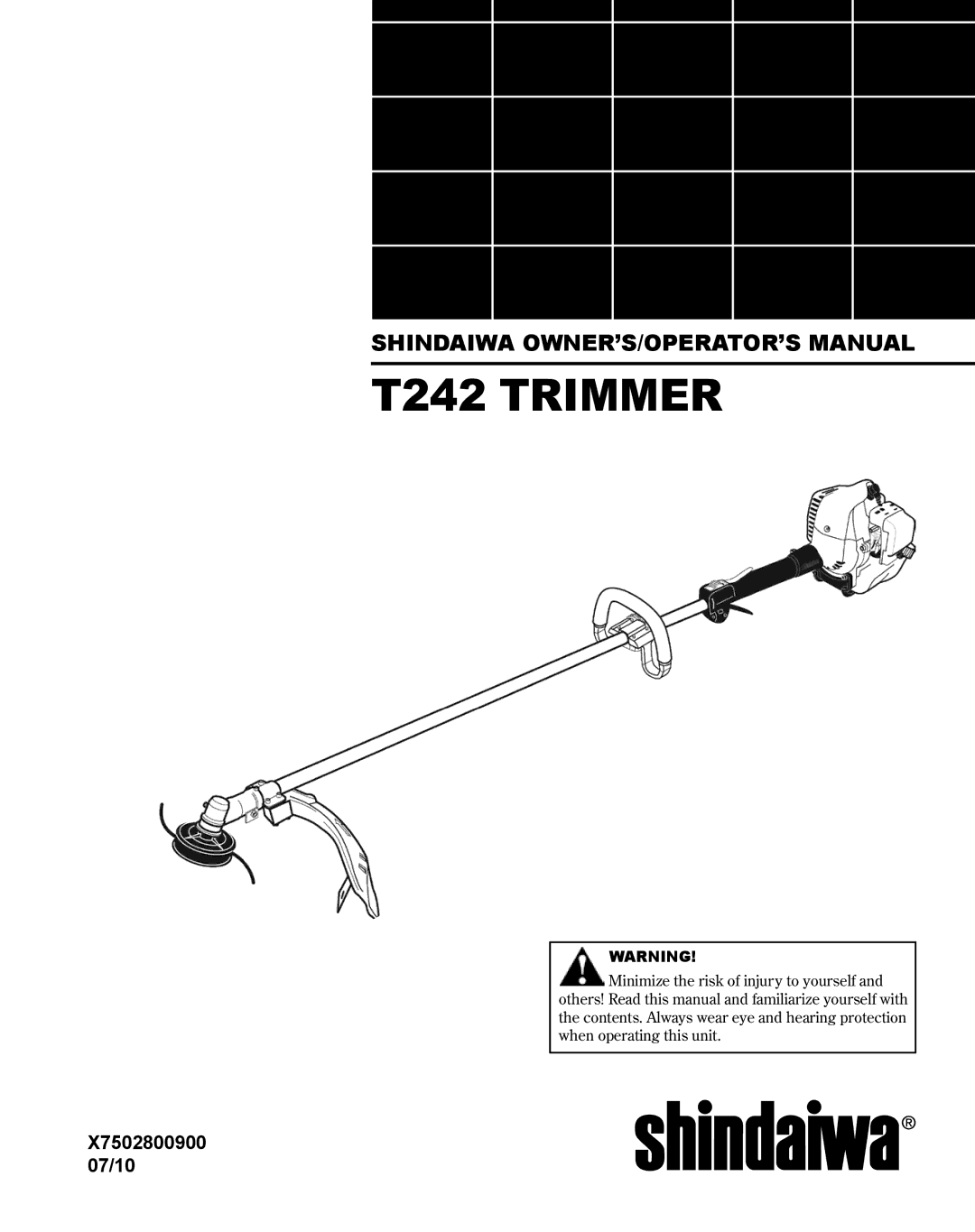 Shindaiwa X7502800900 manual T242 Trimmer 