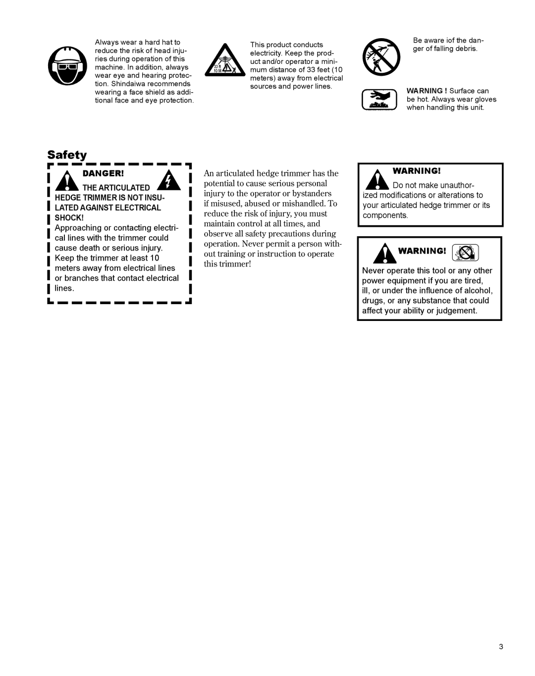 Shindaiwa X7502801000, AH242es manual Safety 