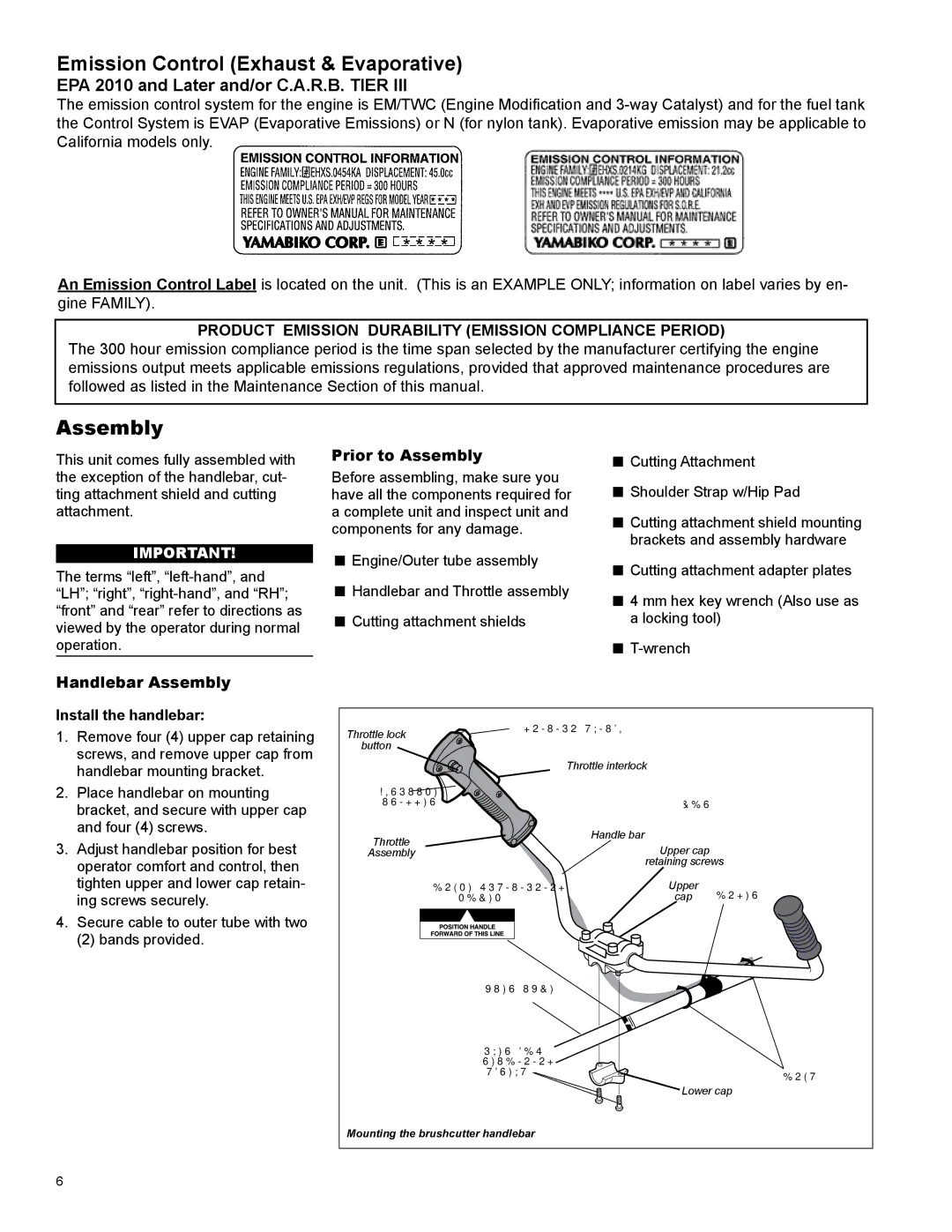 Shindaiwa X7502825601, C254 manual Emission Control Exhaust & Evaporative, Prior to Assembly 