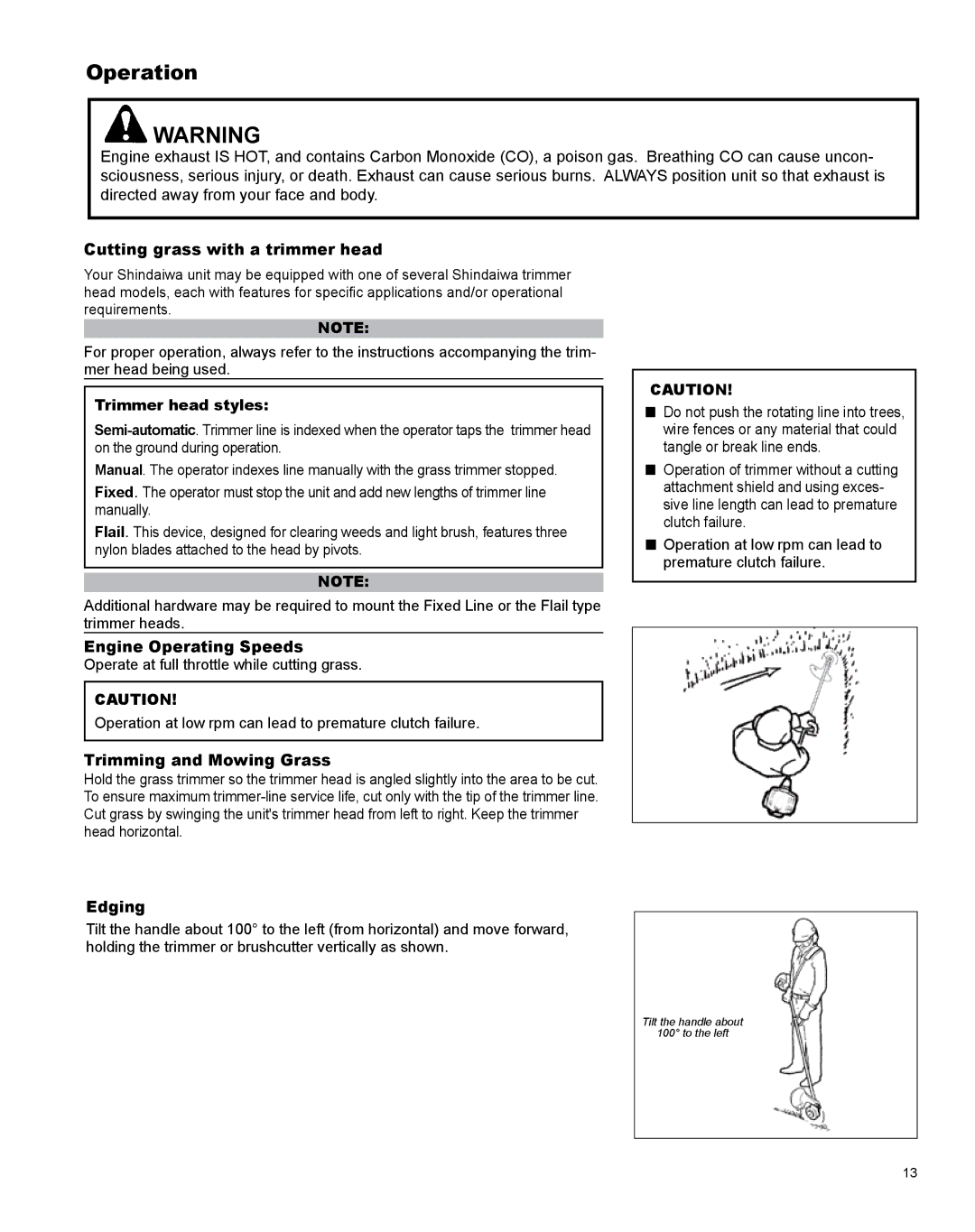 Shindaiwa X7502831200 manual Operation 