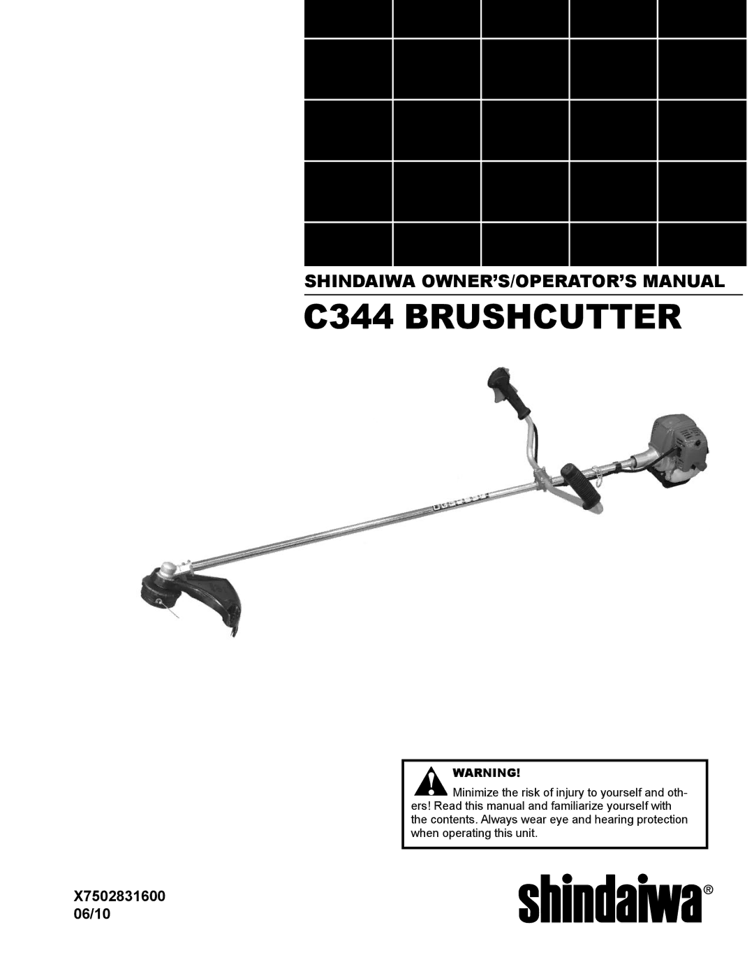 Shindaiwa X7502831600 manual C344 Brushcutter 