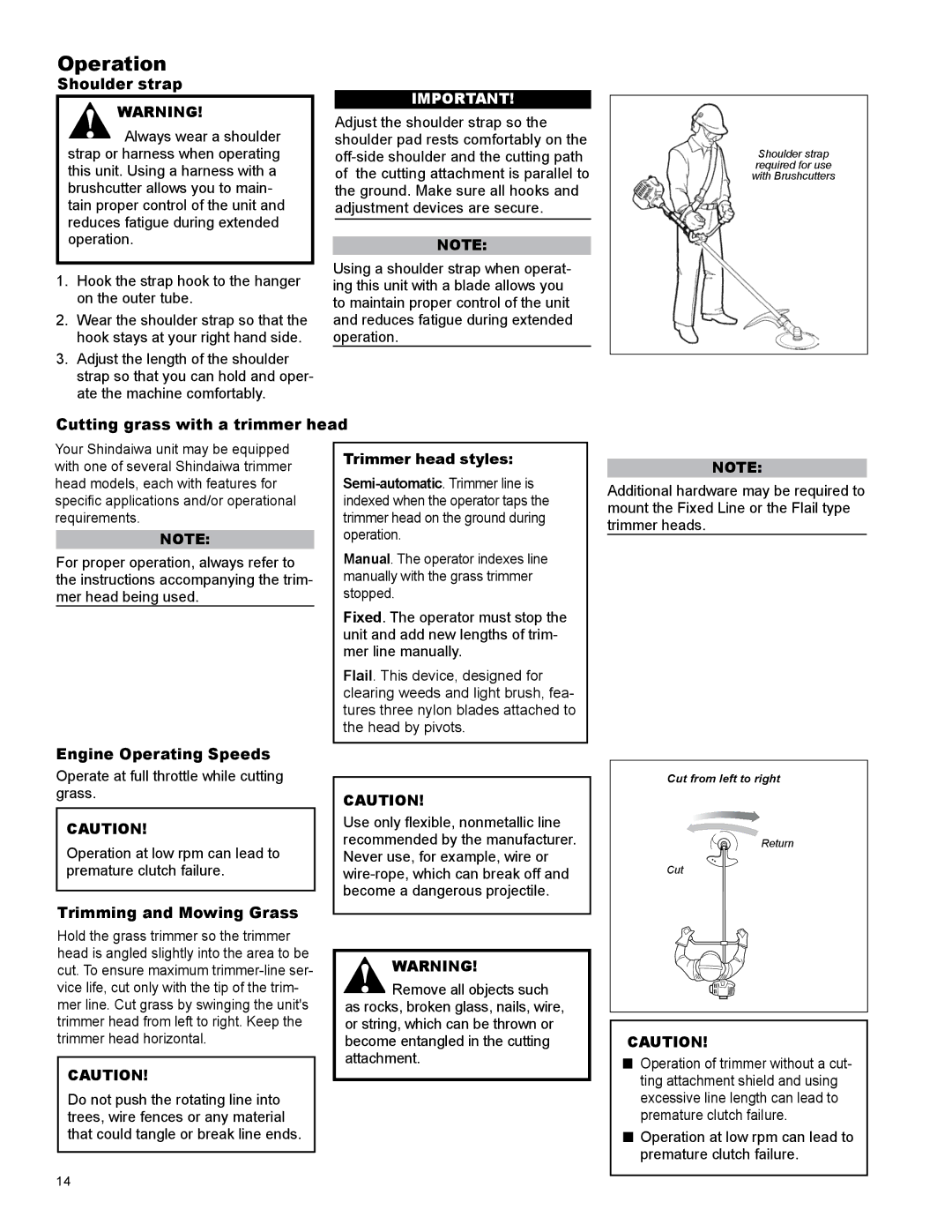 Shindaiwa X7502831600 manual Operation 