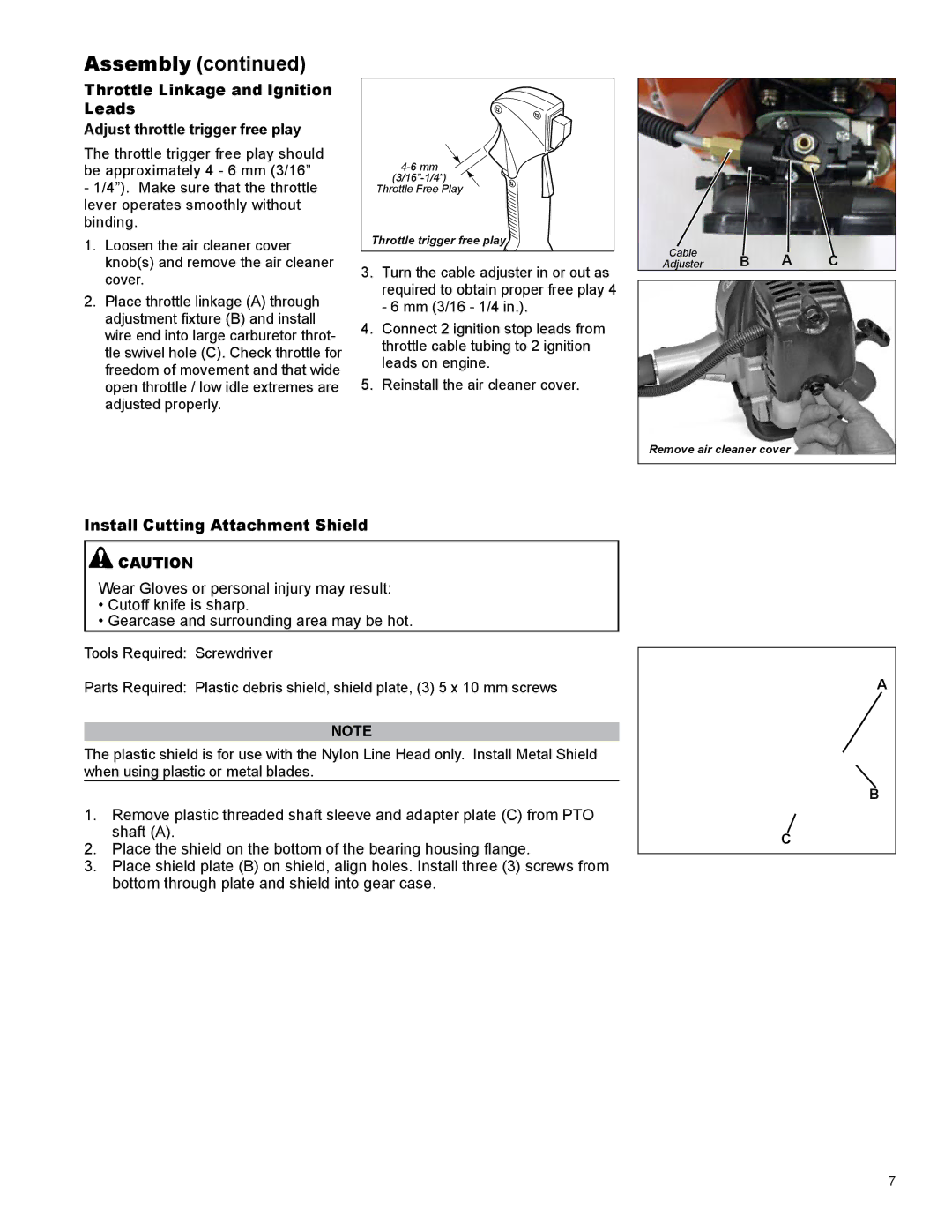 Shindaiwa X7502831600 manual Install Cutting Attachment Shield 