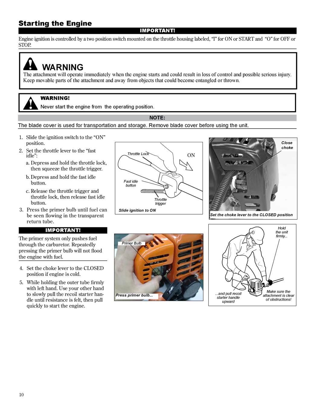 Shindaiwa X7502872300 manual Starting the Engine 