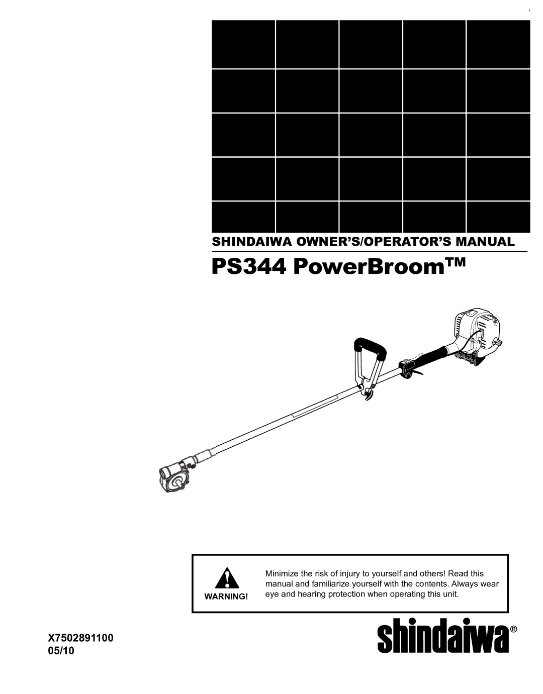 Shindaiwa X7502891100 manual PS344 PowerBroomTM 