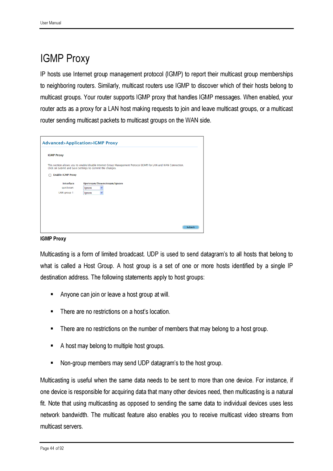 Shiro ADSL 2/2 user manual Igmp Proxy 