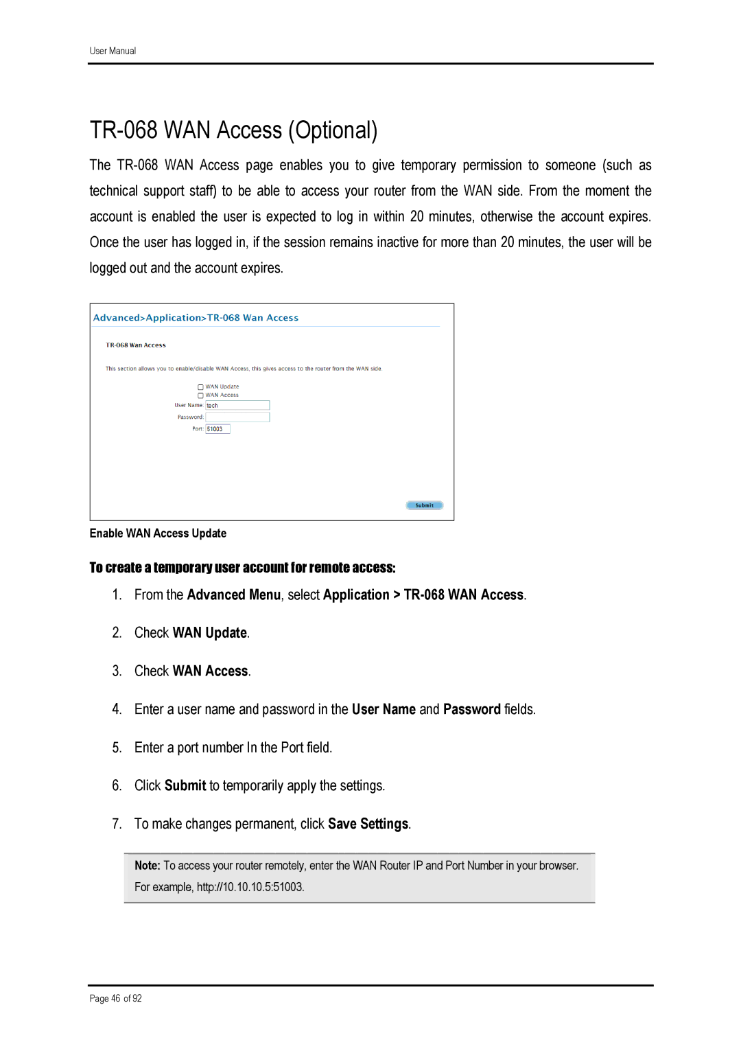 Shiro ADSL 2/2 user manual TR-068 WAN Access Optional 