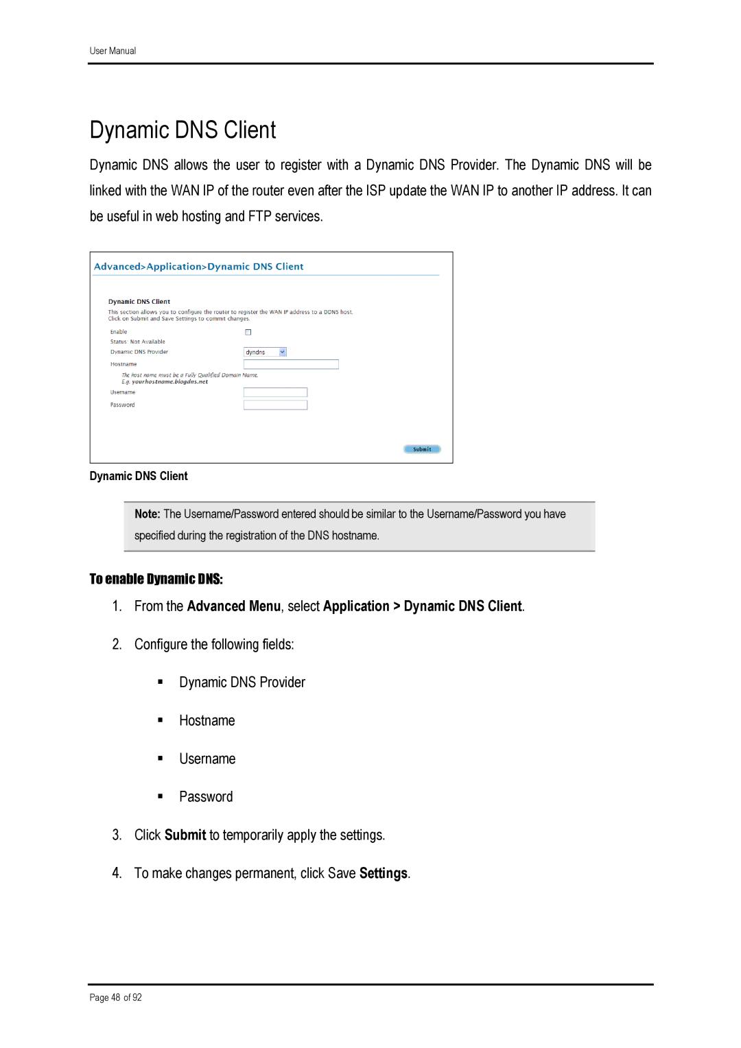 Shiro ADSL 2/2 user manual Dynamic DNS Client 