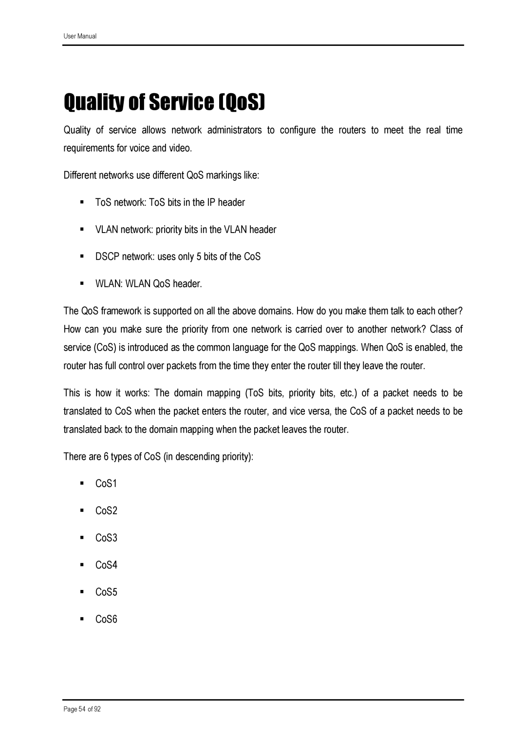 Shiro ADSL 2/2 user manual Quality of Service QoS 