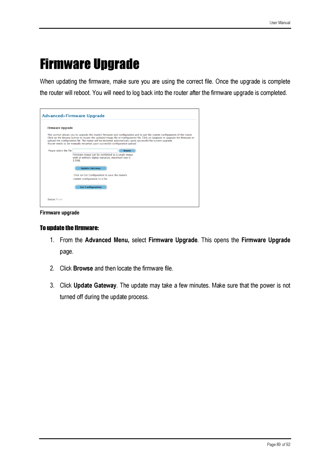 Shiro ADSL 2/2 user manual Firmware Upgrade 