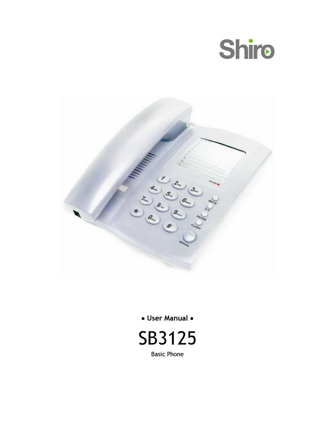 Shiro SB3125 user manual 