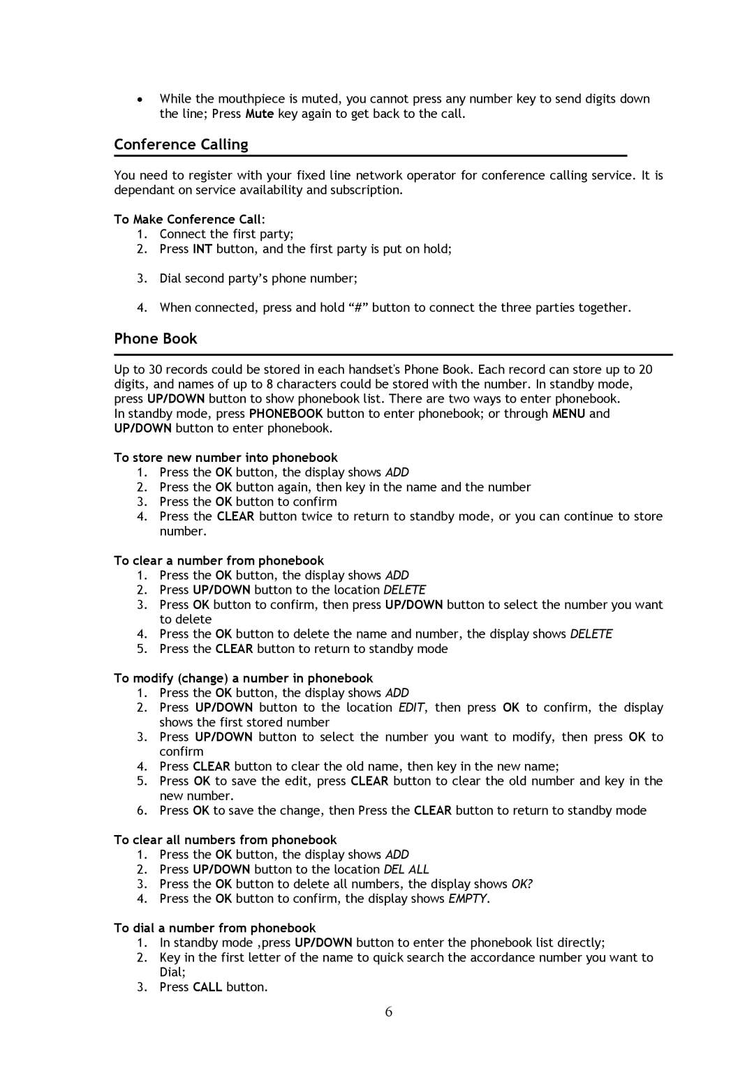 Shiro SD2100 user manual Conference Calling, Phone Book 