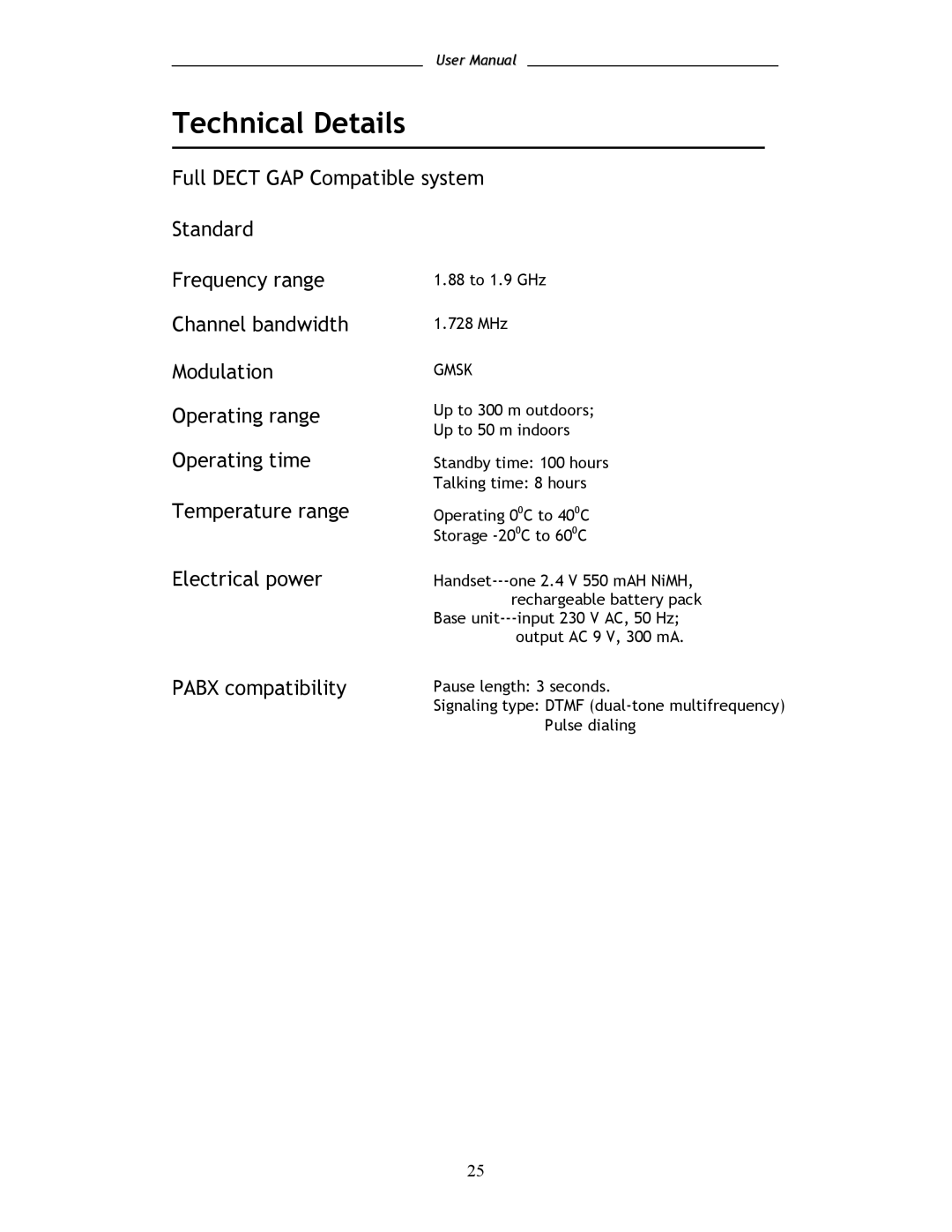 Shiro SD8101 user manual Technical Details, Electrical power 