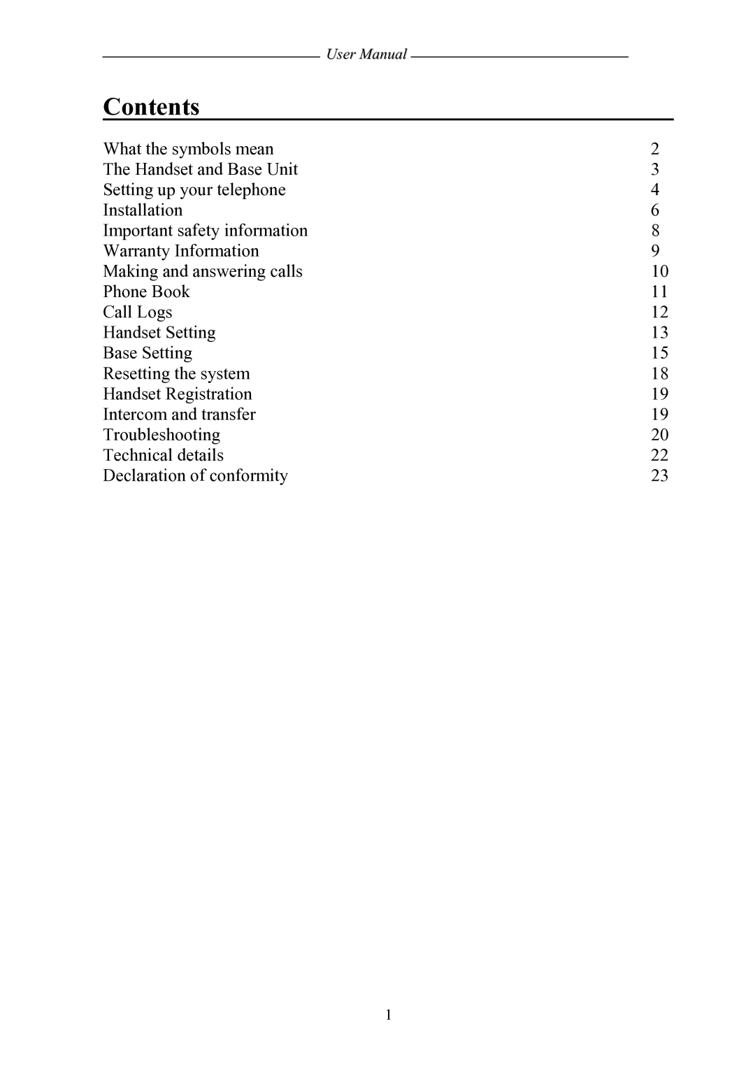 Shiro SD8501 user manual Contents 