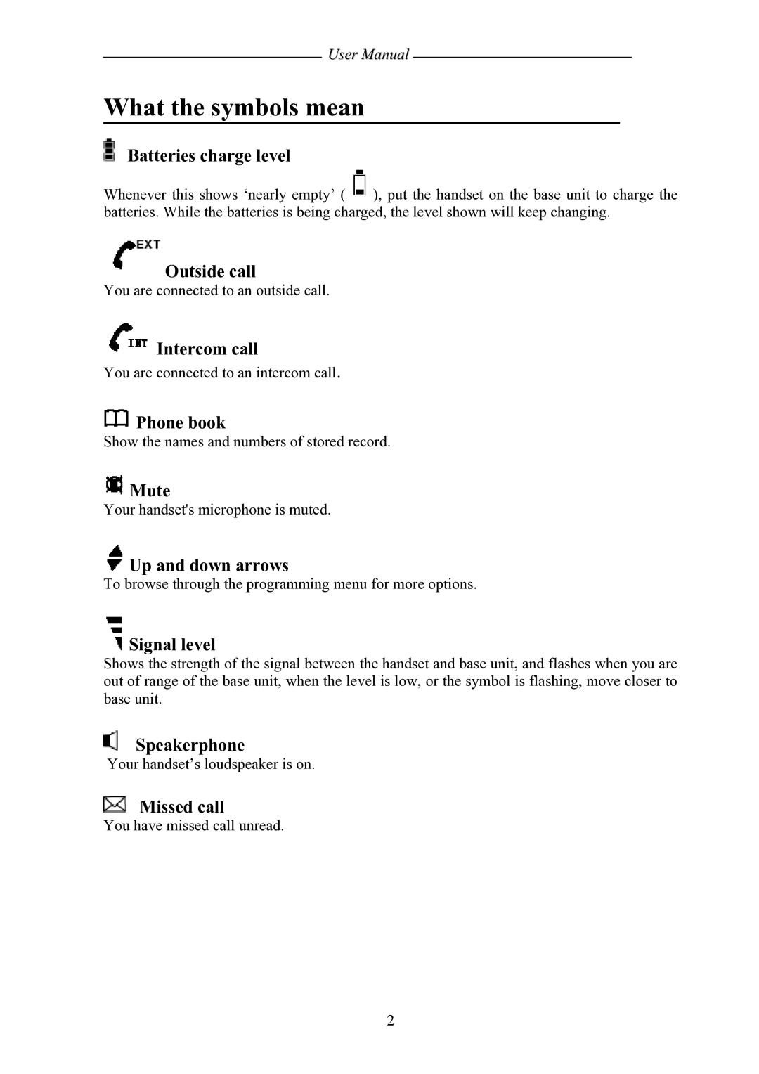 Shiro SD8501 user manual What the symbols mean 