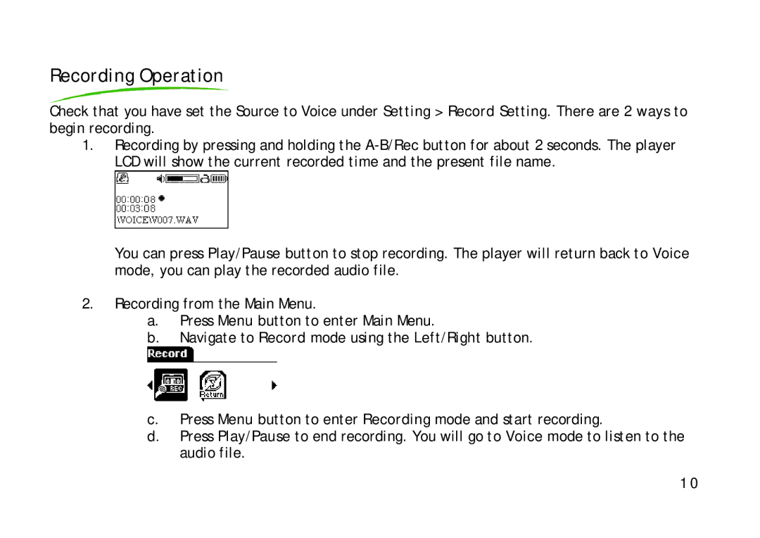 Shiro SX manual Recording Operation 