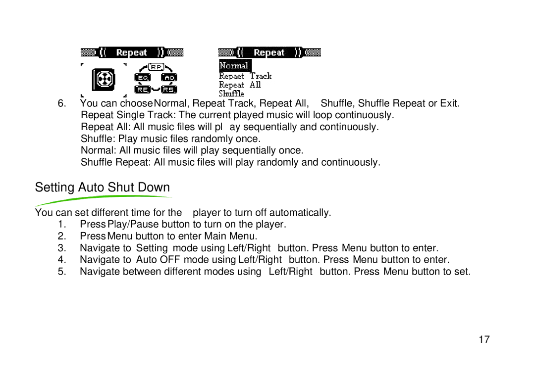 Shiro SX manual Setting Auto Shut Down 