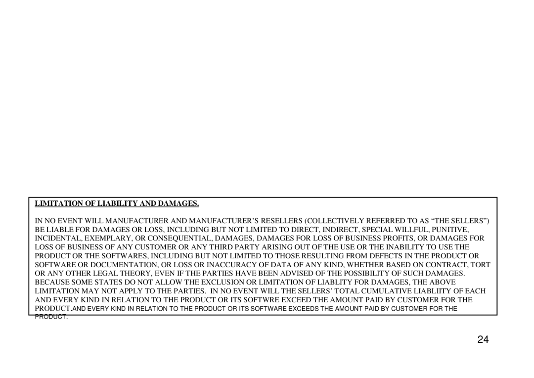 Shiro SX manual Limitation of Liability and Damages 