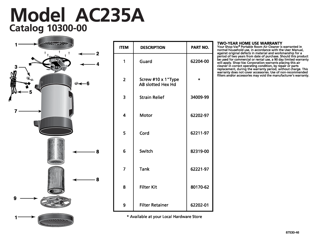 Shop-Vac AC235A manual 