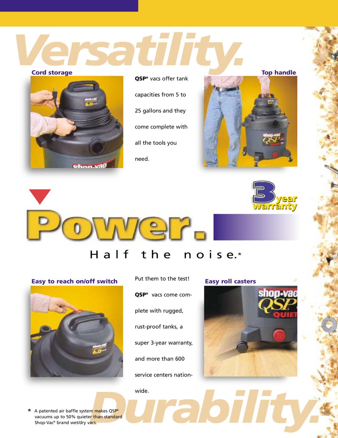 Shop-Vac QSP Series manual Versatility 