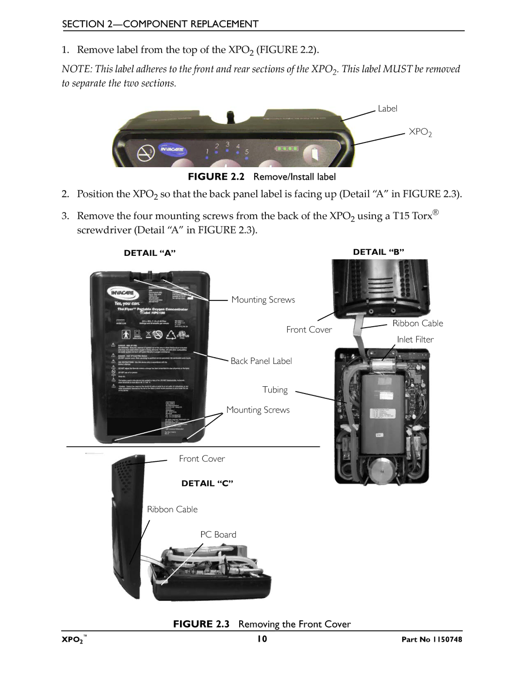 Shop-Vac XPO100B service manual Removing the Front Cover 