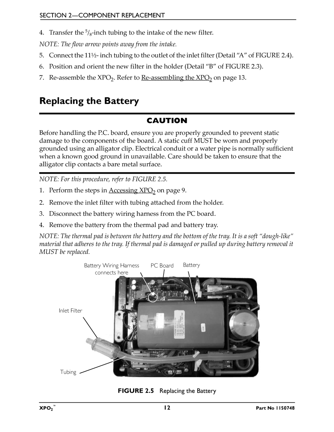 Shop-Vac XPO100B service manual Replacing the Battery 