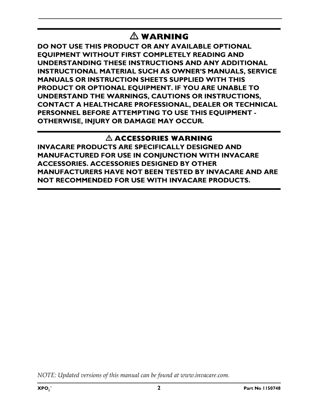 Shop-Vac XPO100B service manual Accessories Warning 