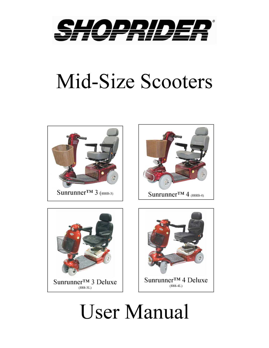 Shoprider 888B-3 manual Mid-Size Scooters 