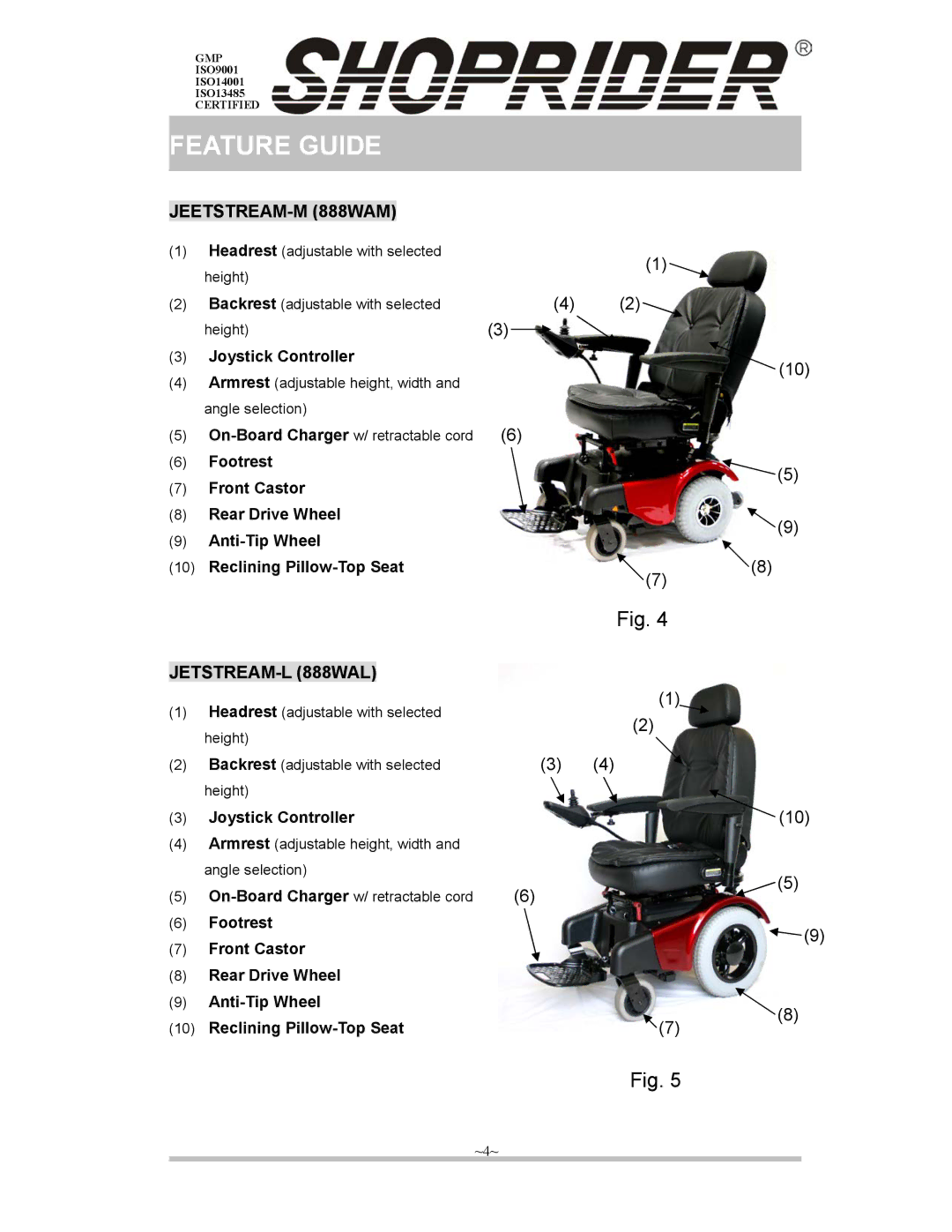 Shoprider ISO14001, ISO13485, ISO9001 manual JEETSTREAM-M 888WAM, JETSTREAM-L 888WAL 