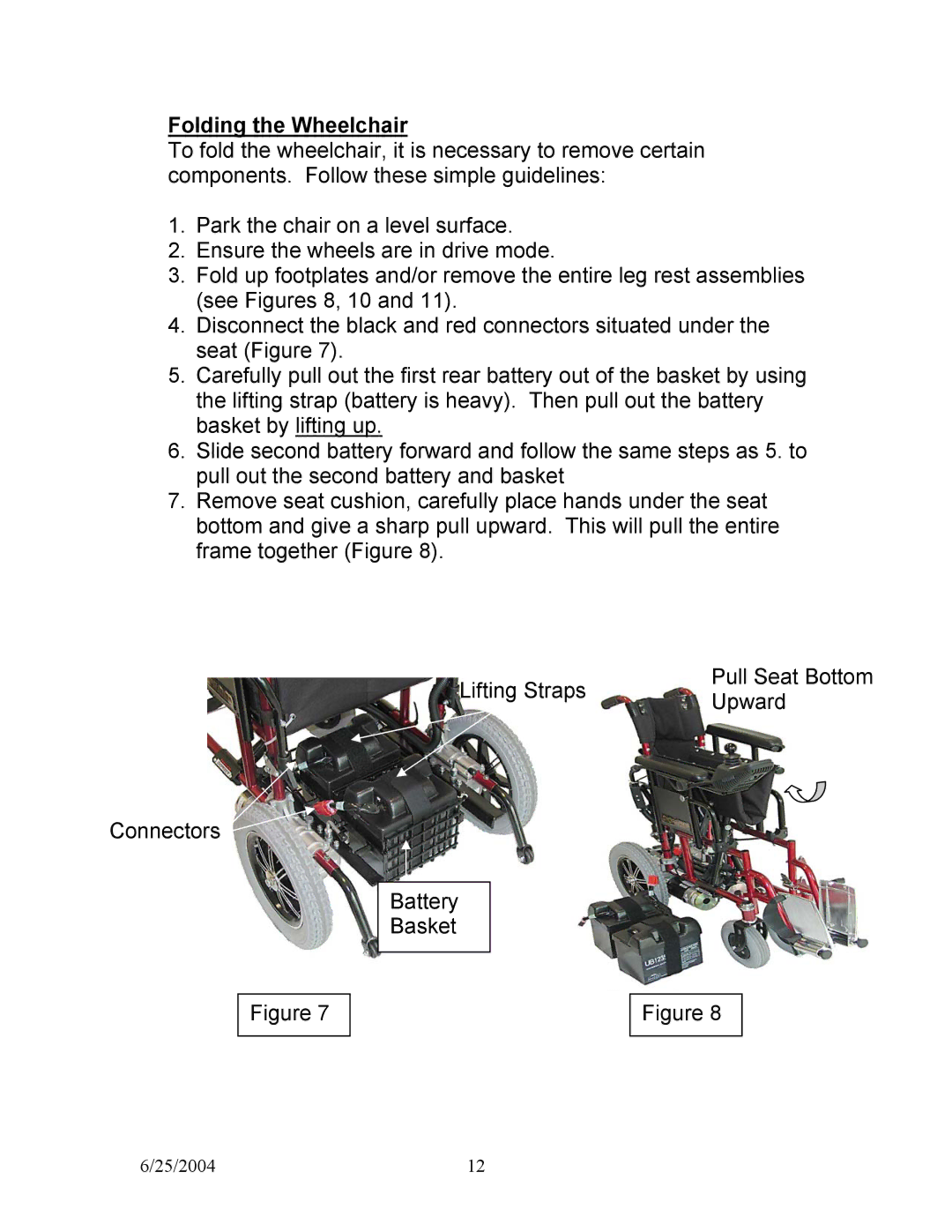 Shoprider PHFW-1120, PHFW-1018, PHFW-1118, PHFW-1020 manual Folding the Wheelchair 