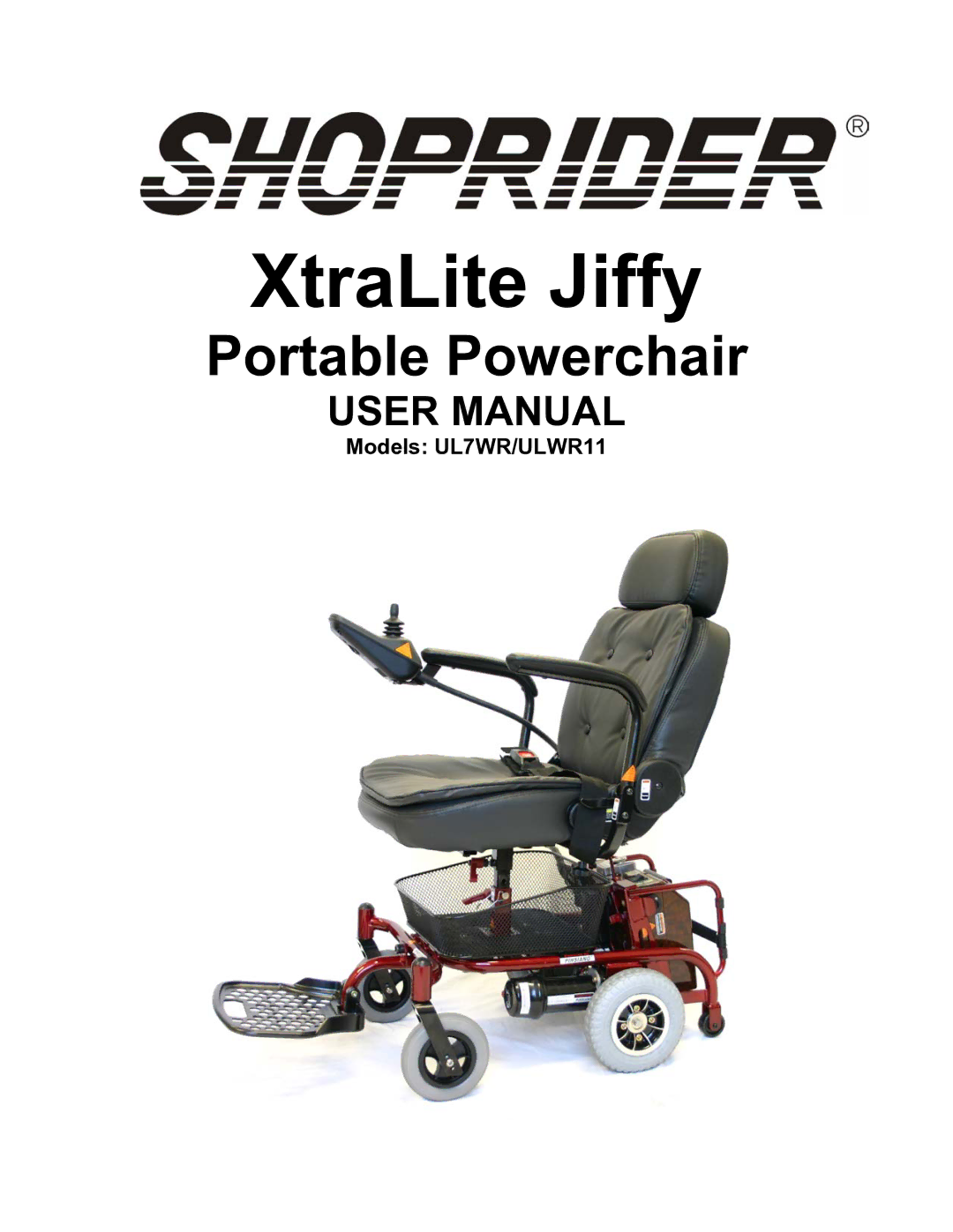 Shoprider manual XtraLite Jiffy, Models UL7WR/ULWR11 