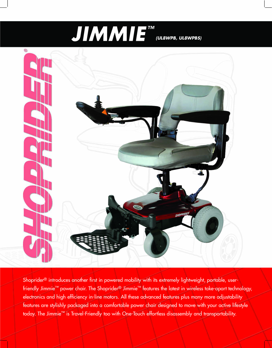 Shoprider manual Jimmie UL8WPB, UL8WPBS 