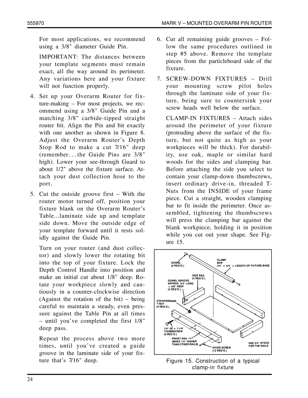 Shopsmith 555970 manual Construction of a typical Clamp-in fixture 