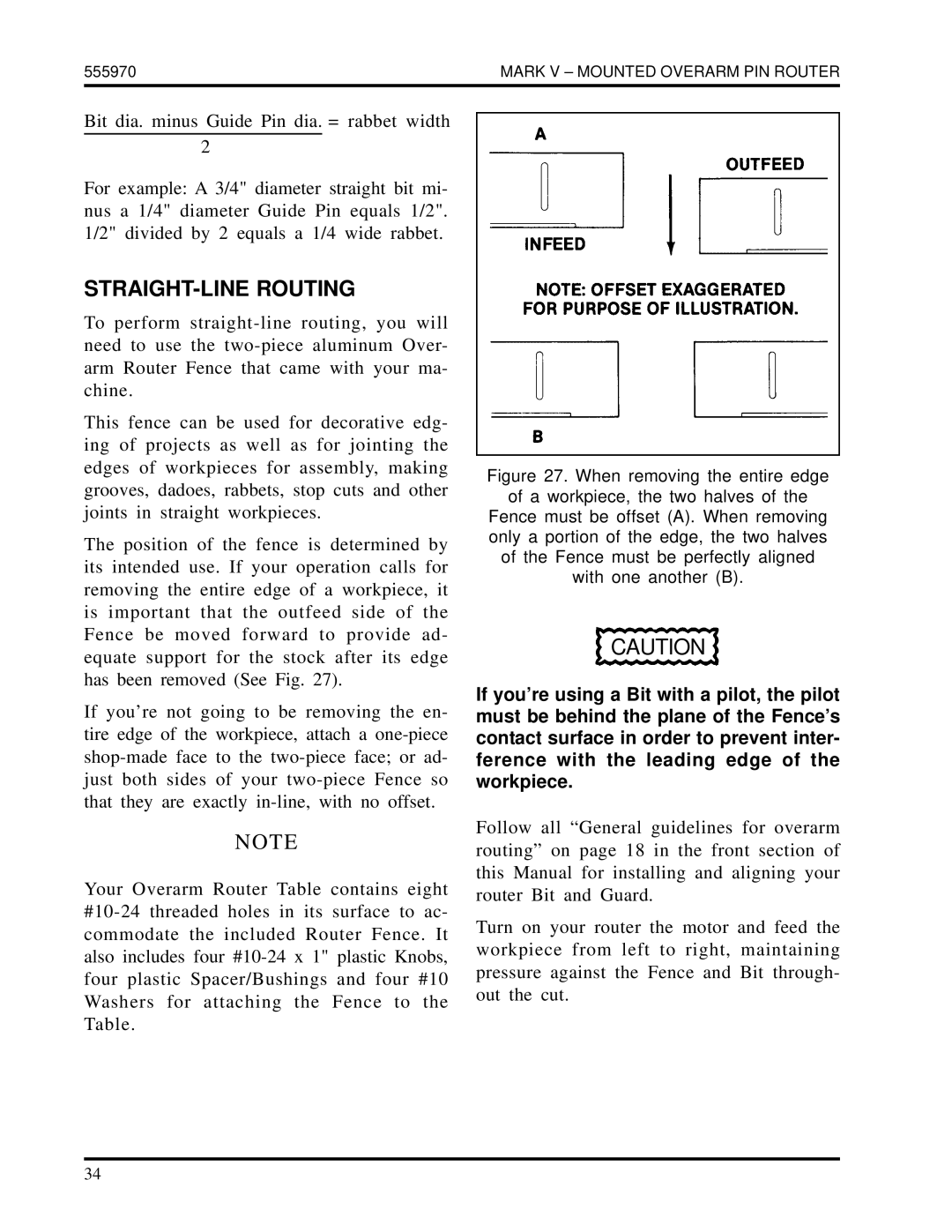 Shopsmith 555970 manual STRAIGHT-LINE Routing 