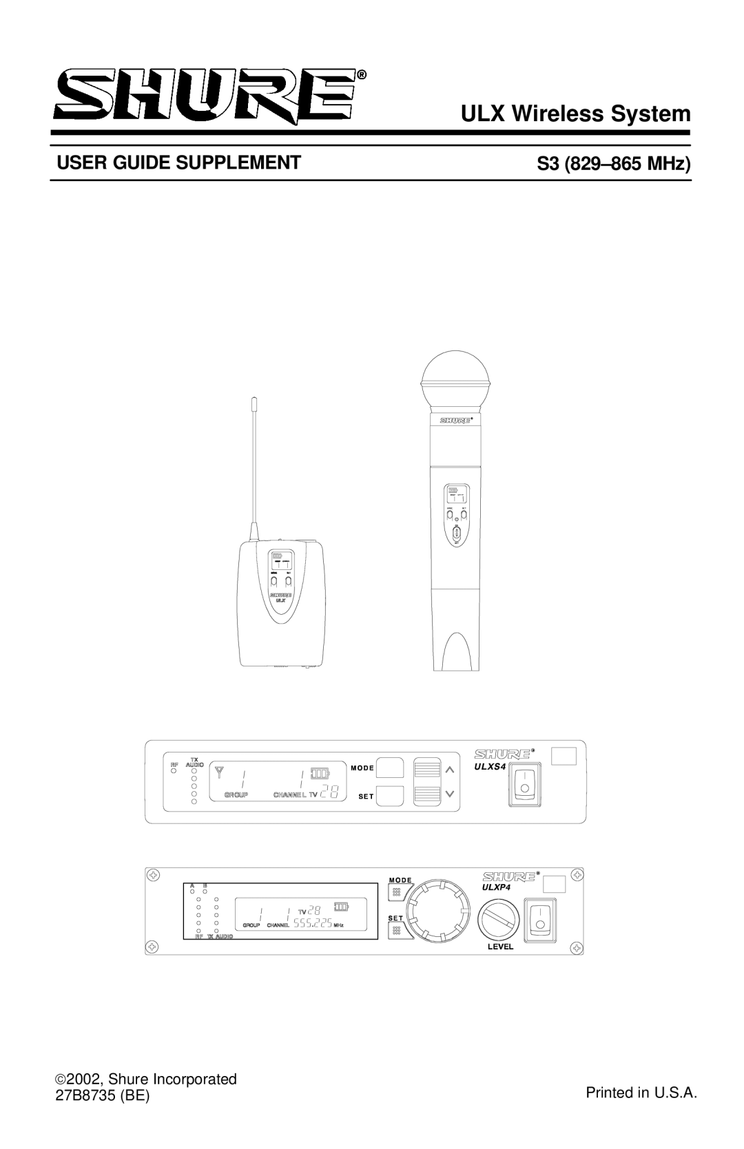 Shure 27B8735 (BE) manual ULX Wireless System 