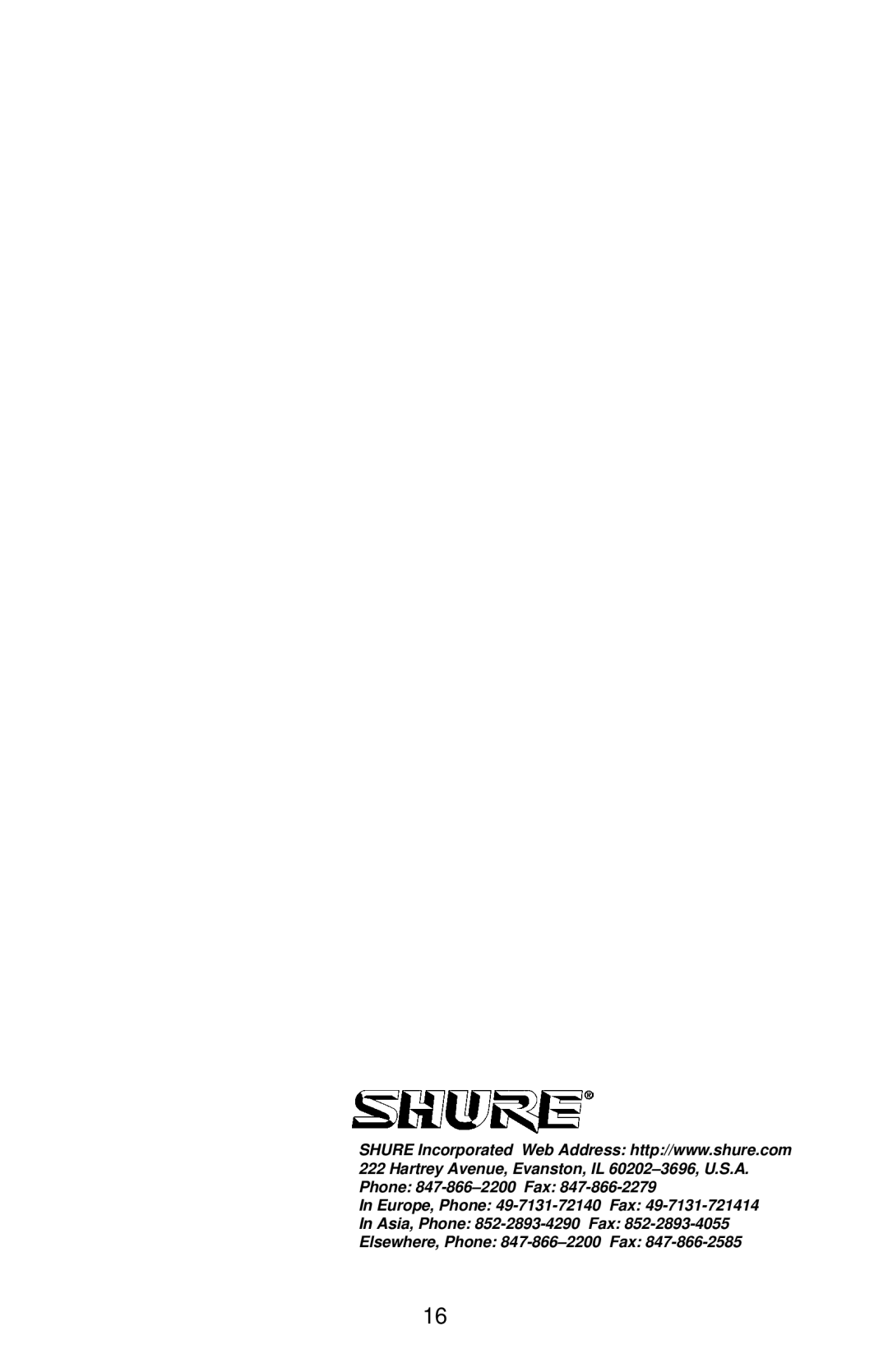 Shure 27B8735 (BE) manual 