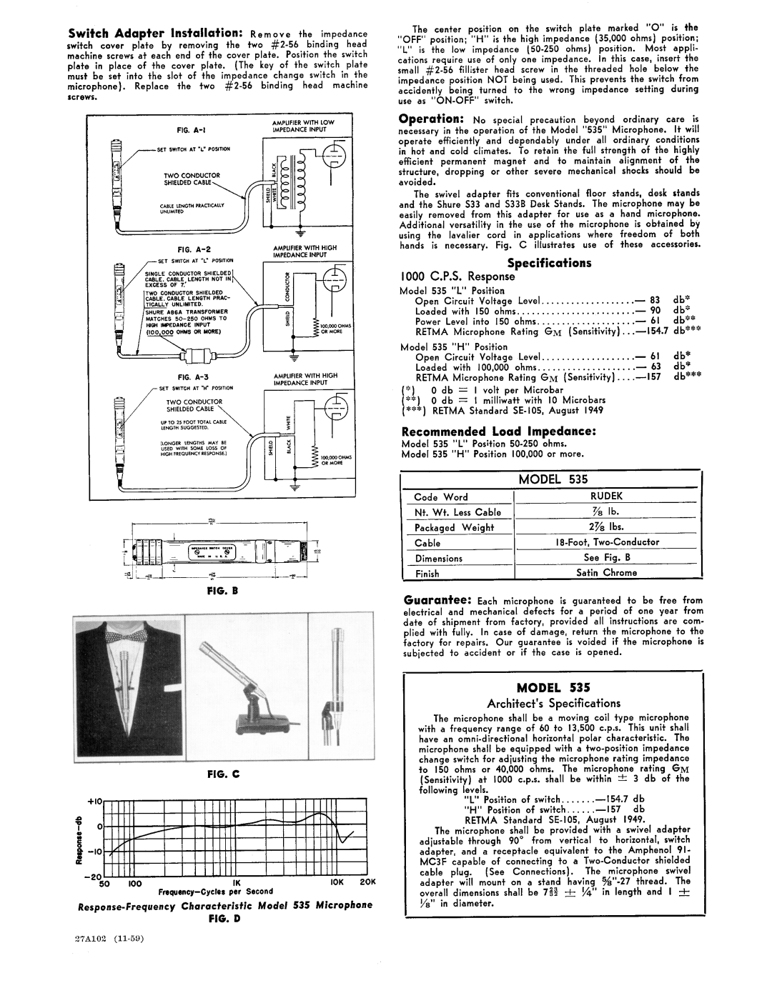 Shure 535 manual 