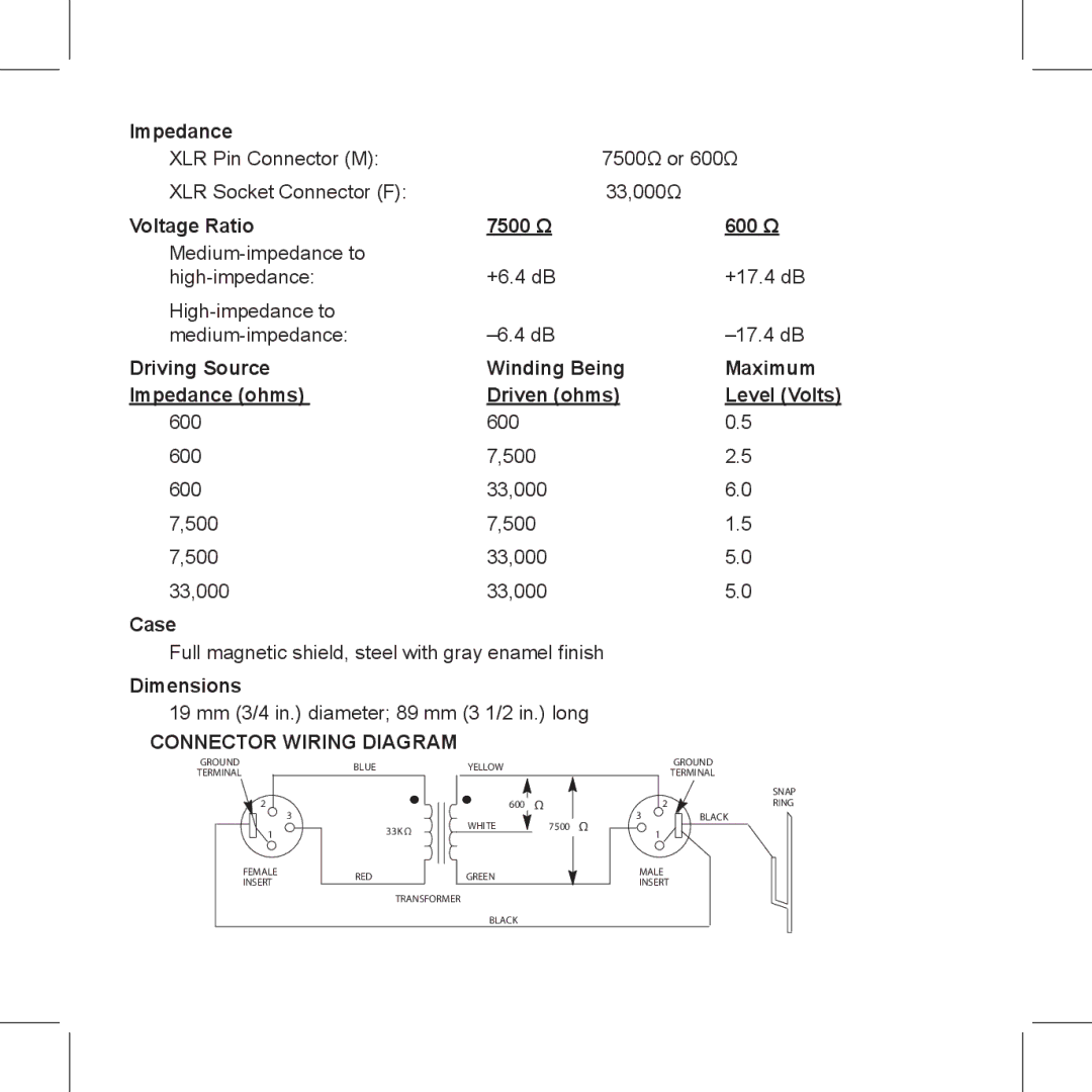 Shure A15BT manual Connector Wiring Diagram 